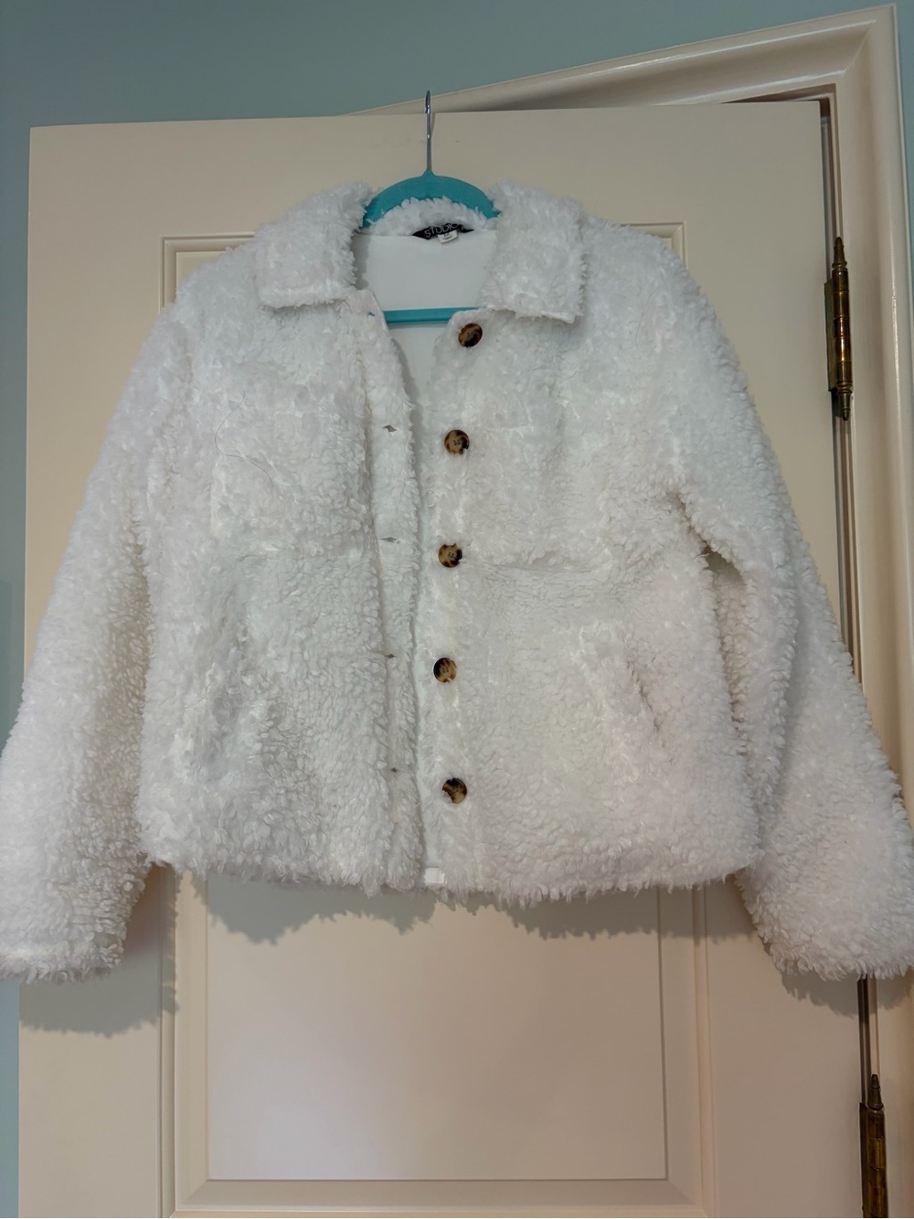 Studio White Fuzzy Shacket Size M
